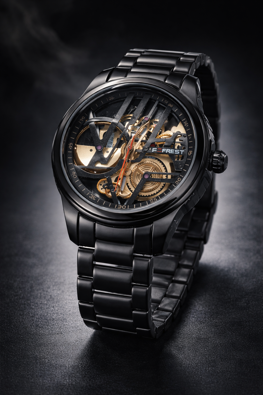 Luxury Black Skeleton Automatic Watch for Men